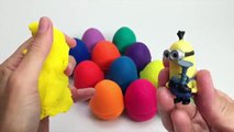 LEARN COLORS Play Doh Surprise Eggs Frozen Peppa Pig Masha Minions Shopkins Toys Play Dough Eggs