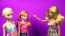 Frozen Anna and Elsa Barbie Dolls Go To Barbie Spa Frozen Parody