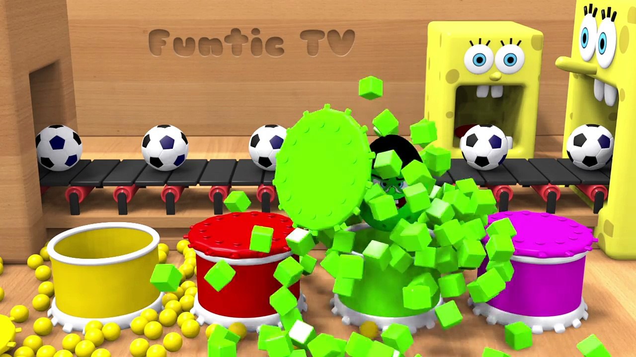 Learn Colors with Bad Baby & Soccer Balls - Kinder Surprise Factory Colorful Cartoon for Kids