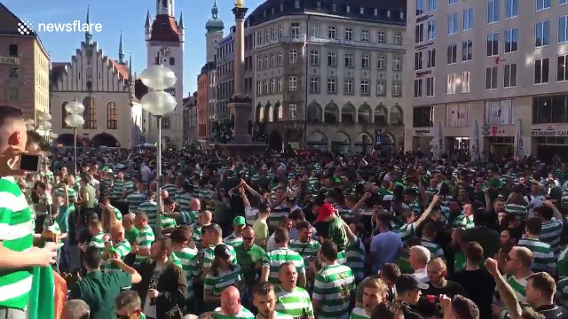 Celtic fans turn Marienplatz into sea of green and white