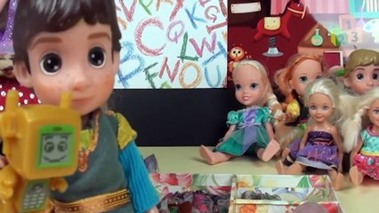 School ! Elsa & Anna Toddlers Show & Tell New Girl Afraid Barbie Chelsea Dolls Frozen Toys In Action