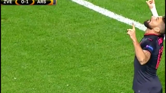 Olivier Giroud Goal HD - FK Crvena Zvezda 0 - 1 Arsenal - 19.10.2017 (Full Replay)