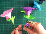 折り紙 あさがおの花（立体）折り方（niceno1）Origami flower Morning glory tutorial