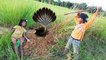 Terrifying!! Young Kids Catch Extremely Big Cobra While Digging Hole