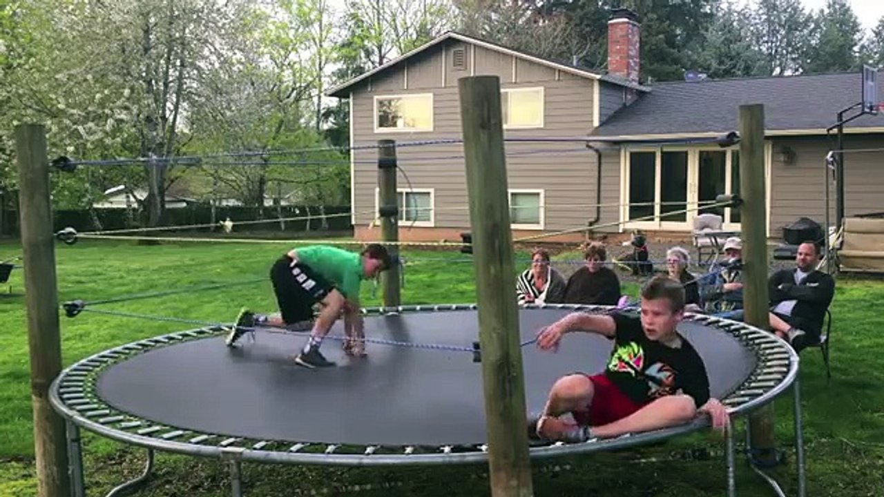 GMW Trampoline Wrestling Match: Roman Reigns vs Dolph Ziggler