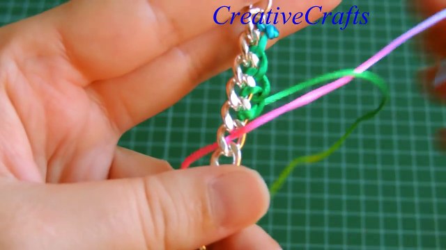 Tutorial Pulsera de cadena con cola de raton fluor. DIY Bracelet chain fluor.