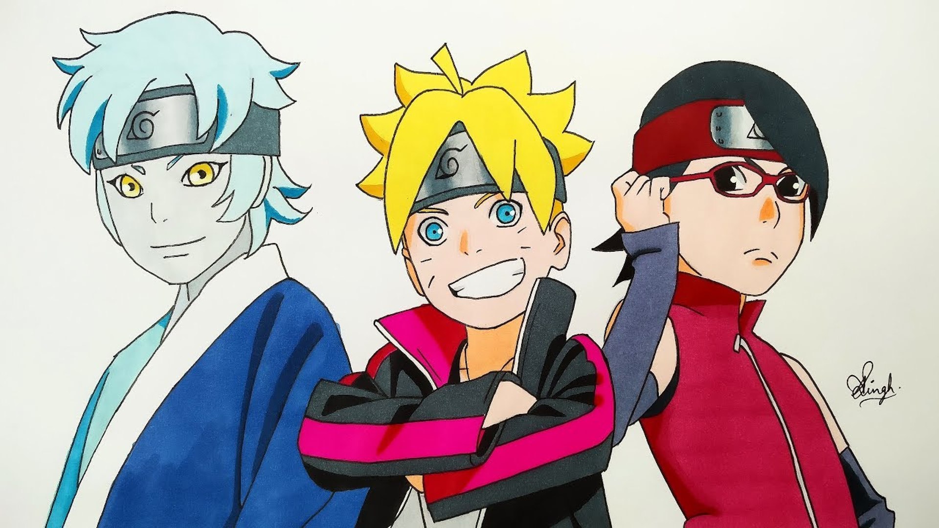 Speed Drawing - Boruto, Sarada and Mitsuki 