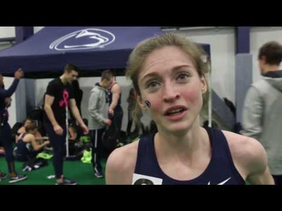 Tessa Barrett after breaking the Penn State 3k school record