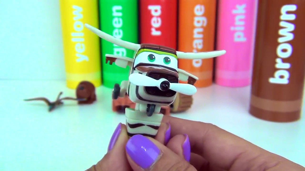 Learn Colors SUPERWINGS Transforming Robot - Plane Helicopter, Jet Dizzy Jerome Donnie Crayola /TUYC