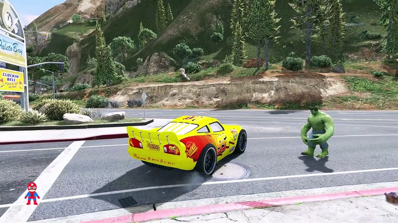 Lightning McQueen Cars Colors with Hulk & Spiderman Songs for Kids SHS