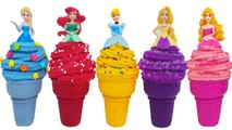 Disney Princess Learn Colors Play Doh Waffle Cone Sundae Ice Cream Dresses Rainbow Learning Colors