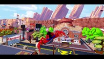 Spiderman Riding his Spider-Car & Saves Lightning Mcqueen Disney Cars From Jail With HULK & VENOM