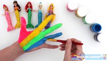 Learn Colors Body Paint with Play Doh Disney Princess Mermaids & Finger Family Nursery Rhymes