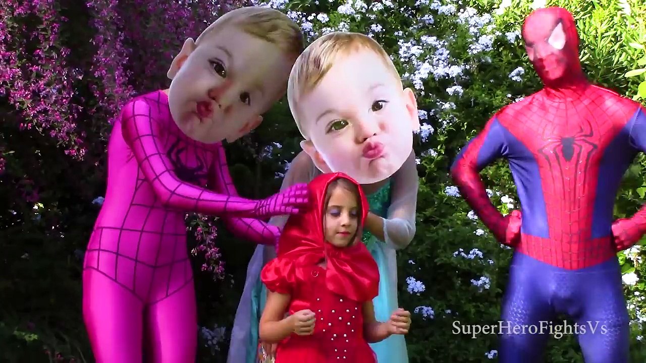 Frozen Elsa Bad Baby Stolen Lunch! w/ Crying baby, pink spidergirl, spiderman superhero Masha