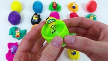 Learn Colors Play-Doh Minions SpiderMan Batman 20 Surprise Eggs with Superhero Surprise Toys