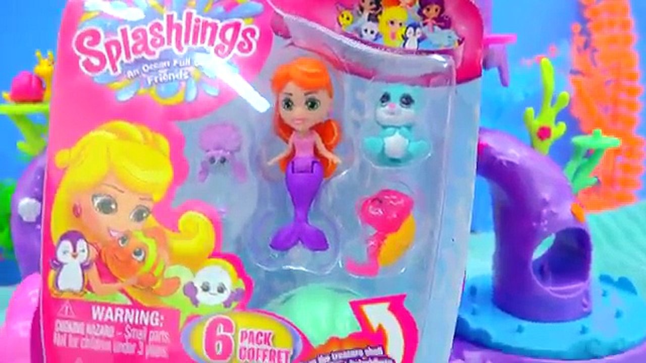 Splashlings Coral Playground with Slide into Water Pool + 6 Pack with Surprise Shell - Cookieswirlc