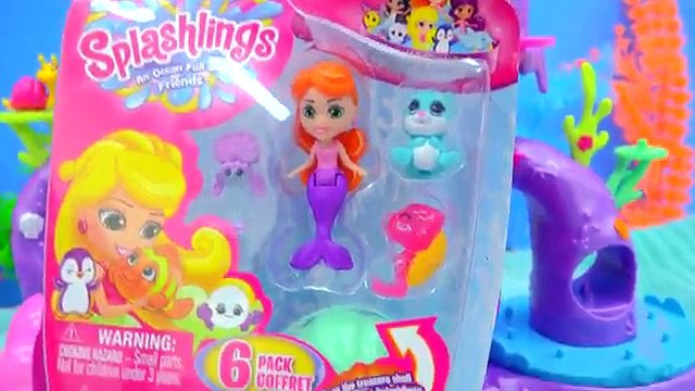 Splashlings Coral Playground with Slide into Water Pool + 6 Pack with Surprise Shell - Cookieswirlc