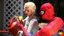 Frozen Elsas YOUTH APPLE! w/ Harley Quinn UGLY Spiderman vs Maleficent Bad Baby! Superhero Fun IRL