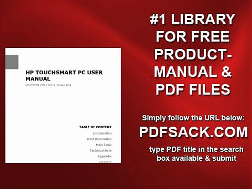 Hp Touchsmart Pc User Manual