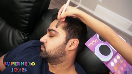 BAD BABY PUTS MAKEUP ON DADDYS FACE & GETS TIME OUT BY MOMMY!