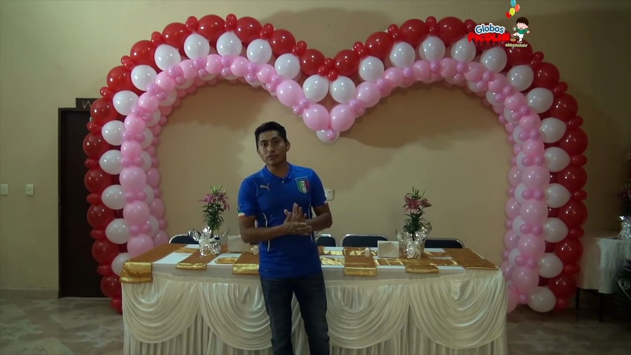 ARCO SIN ESTRUCTURA CON GLOBOS EN FORMA DE CORAZÓN!! #102