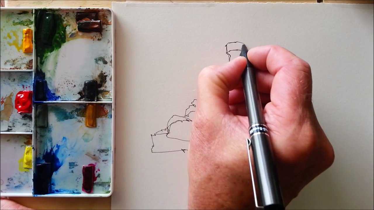 Pen and Wash Watercolor Tutorial. Cape Spear Lighthouse by Peter Sheeler