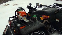 How to Plow Snow With Your ATV - Country Cycles ATV Plow In Action - Arctic Cat 500