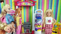 Elsa & Anna Toddlers Go Shopping at the Toy Store Playset - Playing with Frozen Dolls Barbie Toys