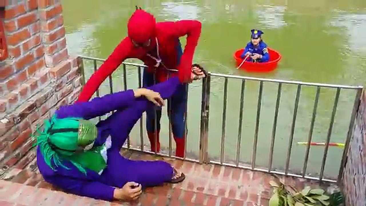 Spiderman Arrest Joker and Rescue Police w/ Prank Joker Funny Video