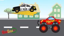 Lighting Mcqueen Truck vs Police Truck - Monster Trucks For Children - Video For Kids | BinBin Tv
