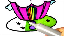 Learn Rainbow Colors l How To Draw Cup Cakes Coloring Pages l Art for Kids