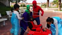 RECKLESS JOKER Crushes Elsababy Toys Under Car! w/ Spiderman Barbie Power Wheels in Real Life
