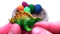 Learn Colors With Play doh Surpise Eggs Dinosaur Toys | Learn Dinosaurs Names And Sounds For Kids
