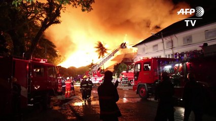 Incêndio destrói hotel histórico em Mianmar