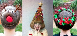 2 Easy Hairstyles - Christmas Holiday hair tutorial - Cute and Simple Bun