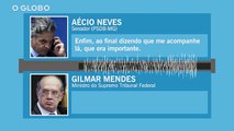 PF: Aécio Neves ligou para Gilmar Mendes no dia em que o ministro tomou decisão favorável ao tucano