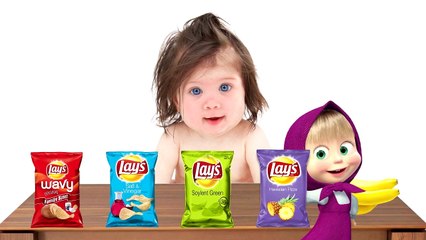 Bad Baby Crying Learn Colors with Colours Lays & Kinder Eggs Masha Nursery Song