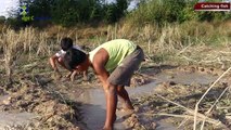 Wow!Awesome children catch fish at the rice field - Amazing catching fish