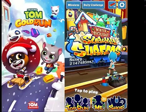 Talking Tom Gold Run,HYPER TOM Vs Subway Surfers Winter Holiday/Gameplay makeover for Kid #37