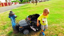 BAD BABY Joyriding His Powered Ride On AUDI Q7 and Police Car - STEERING WHEEL came OFF