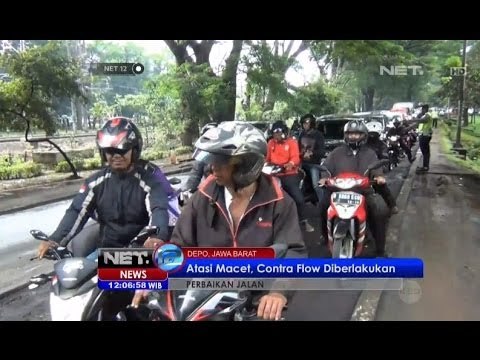 NET12 - Contra Flow Diberlakukan di Depok untuk Urai Macet Perbaikan Jalan Layang
