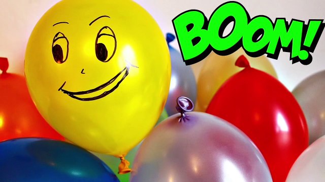 The Balloons Popping Show Smiley Face w/ Surprise Toys for LEARNING COLORS - Educational Video #1