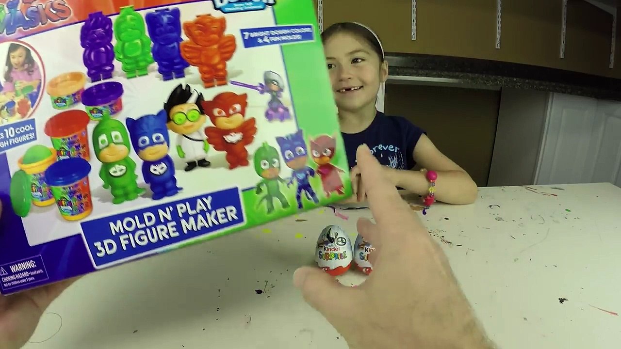 DISNEY JUNIOR PJ MASKS Cra-Z-Art Softee Dough Play-Doh Kinder Surprise Eggs Batman Learn Colours Cat