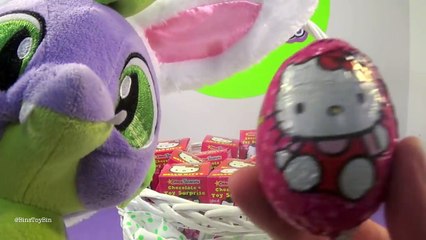Opening Hello Kitty Chocolate Surprise Eggs from the Easter Dragon! by Bins Toy Bin