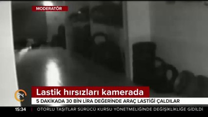 5 dakikada 30. 000 TL'lik lastik çaldılar