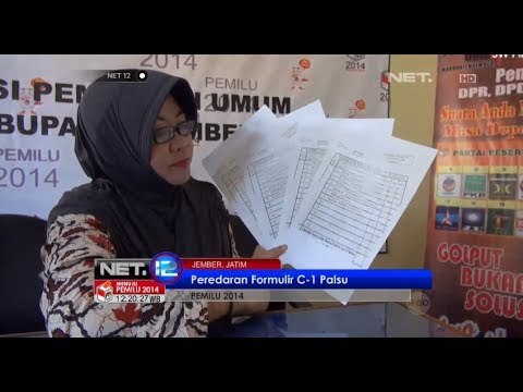 NET12 - Sehari jelang Pemilu Legislatif 2014 KPU Jember temukan puluhan formulir C 1 palsu