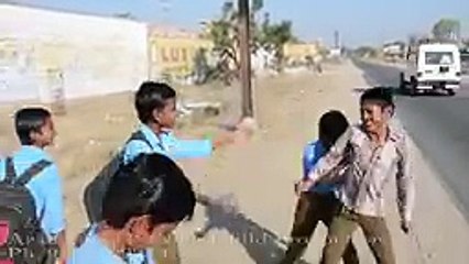 Indian Village Kids Fighting Fight and playing with stones
