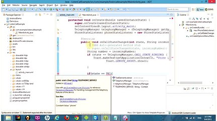 Listen for incoming calls in android example