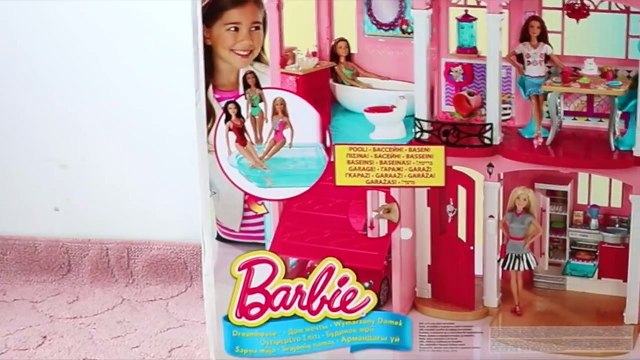 HUGE Barbie Girl Dream House Dollhouse Unboxing & playing with Barbie dolls
