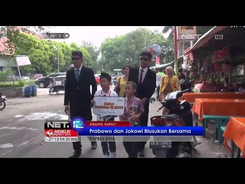 Prabowo dan Jokowi cilik blusukan bersama kampanyekan pemilu damai 2014 di Medan - NET12